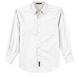 Port Authority S608 Long Sleeve Easy Care Shirt - White/Light Stone