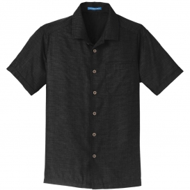 Port Authority S662 Textured Camp Shirt - Black | Full Source