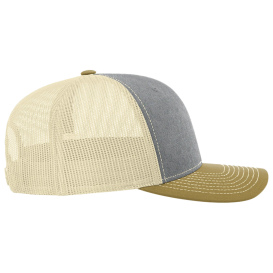 Richardson 112 Snapback Trucker Cap - Heather Gray/Birch/Amber Gold