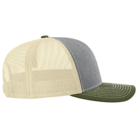 Richardson 112 Snapback Trucker Cap - Heather Grey/Birch/Army Olive