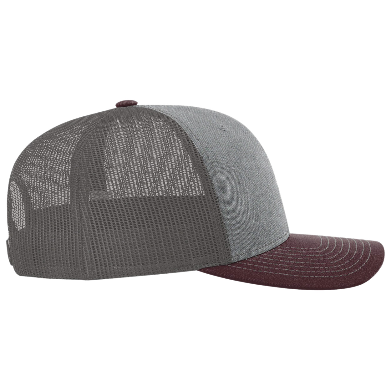 Richardson 112 Snapback Trucker Cap - Heather Grey/Charcoal/Maroon