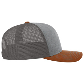 Richardson 112 Snapback Trucker Cap - Heather Grey/Charcoal/Dark Orange