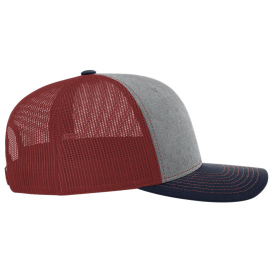 Richardson 112 Snapback Trucker Cap - Heather Grey/Cardinal/Navy