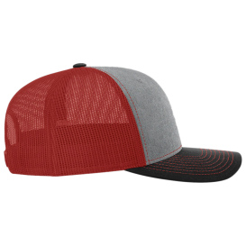 Richardson 112 Snapback Trucker Cap - Heather Grey/Red/Black