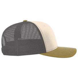Richardson 112 Snapback Trucker Cap - Mink Beige/Charcoal/Amber Gold