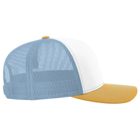 Richardson 112 Snapback Trucker Cap - White/Columbia Blue/Yellow