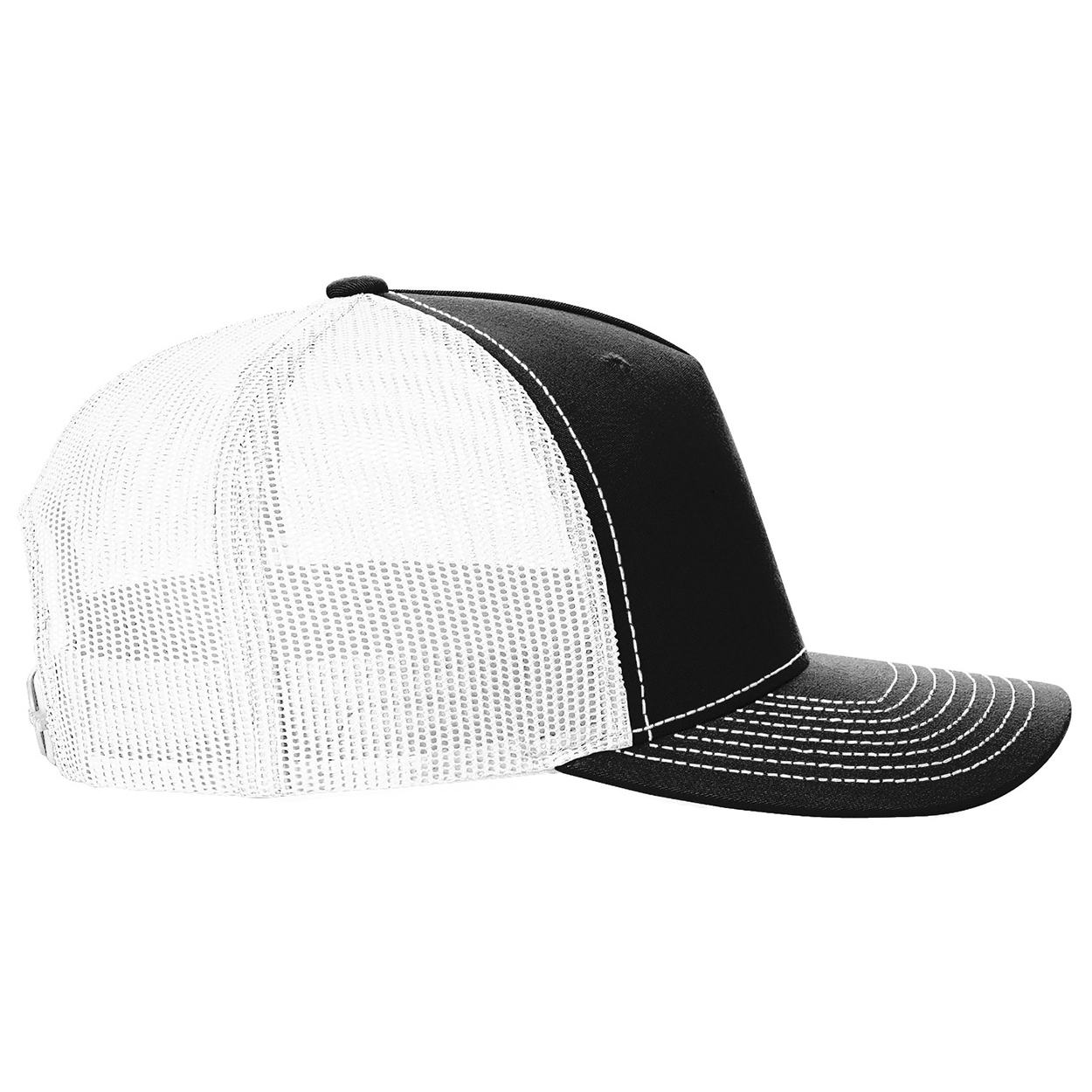 Richardson 112FP Snapback Trucker Cap - Black/White