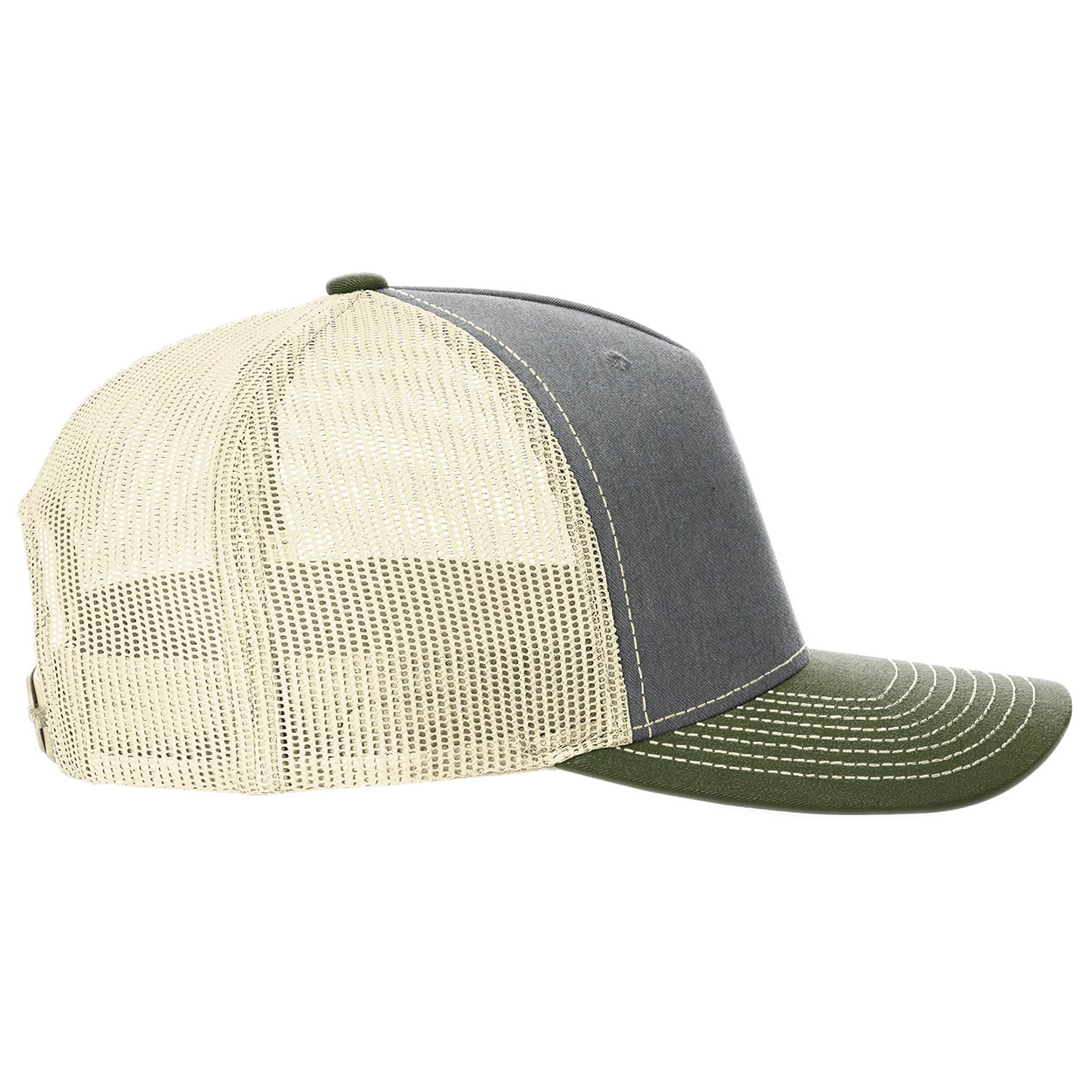 Richardson 112FP Five-Panel Trucker Cap - Heather Grey/Birch/Army Olive