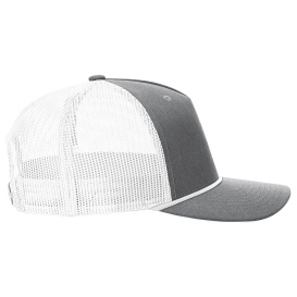 Richardson 112FPR Five Panel Trucker Rope Cap - Heather Grey/White
