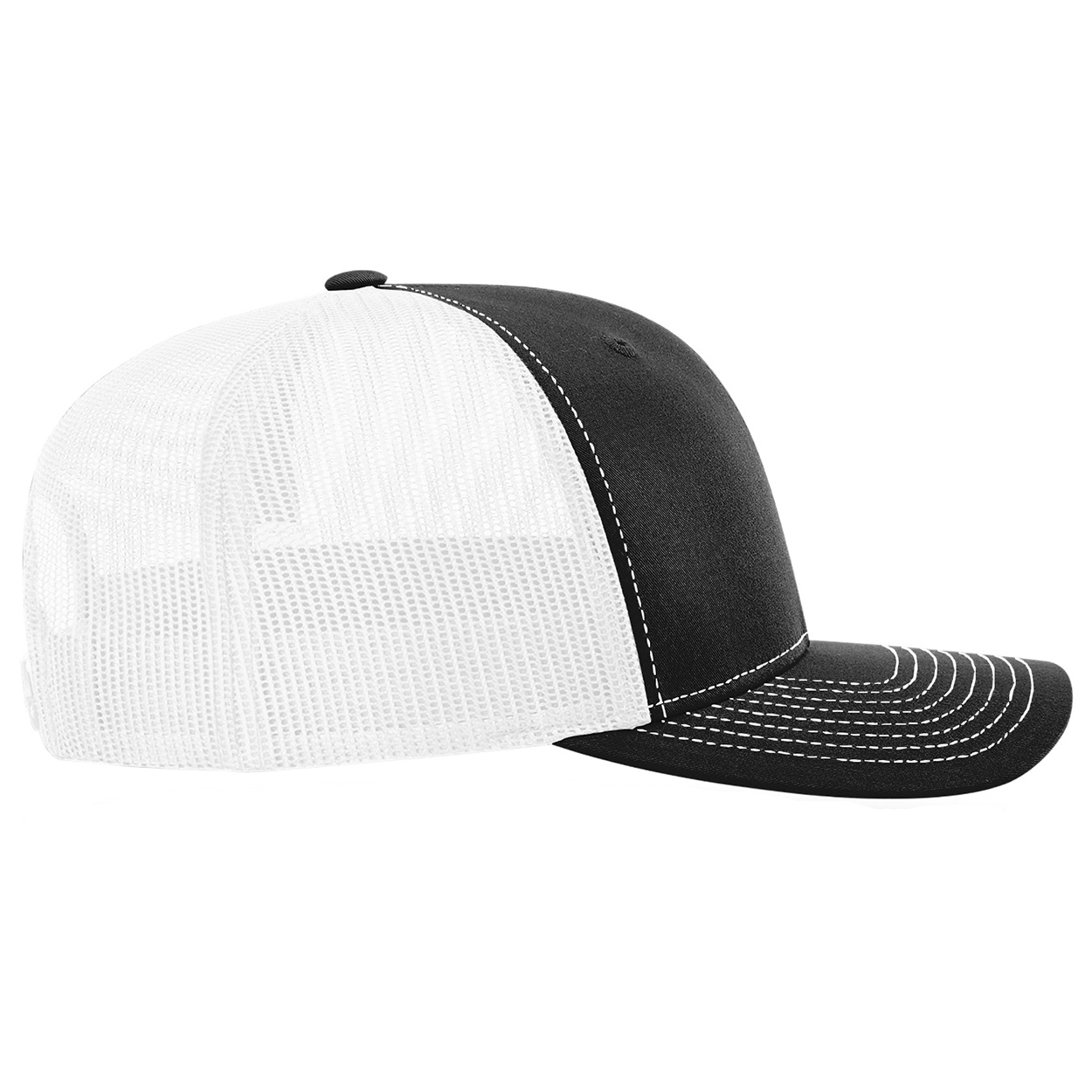 Richardson 112PL 112+ R-Flex Adjustable Trucker Cap - Black/White