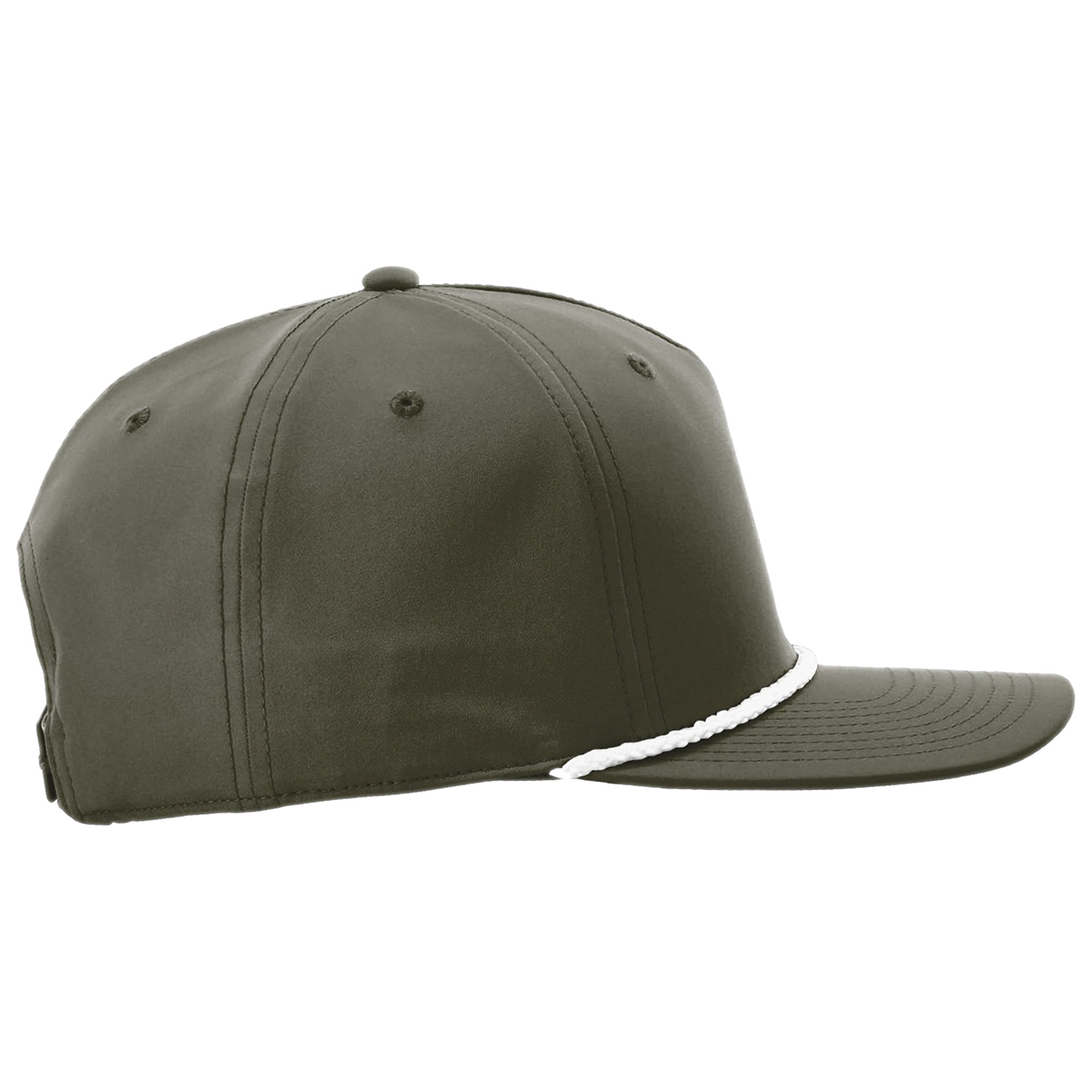 Richardson 258 Five Panel Classic Rope Cap - Dark Olive Green/White
