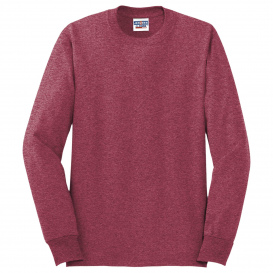 Jerzees 29LS Dri-Power 50/50 Cotton/Poly Long Sleeve T-Shirt - Vintage Heather Red