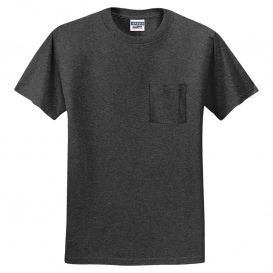 Jerzees 29MP Dri-Power 50/50 Cotton/Poly Pocket T-Shirt - Black Heather