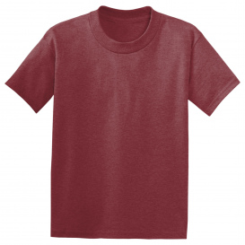 Hanes 5370 Youth EcoSmart 50/50 Cotton/Polyester T-Shirt - Heather Red