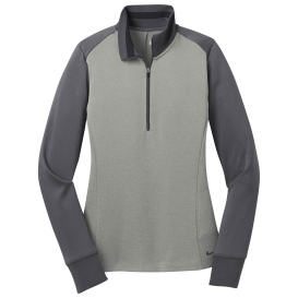 Nike 578674 Ladies Dri-FIT 1/2-Zip Cover-Up - Dark Grey Heather/Dark Grey/White