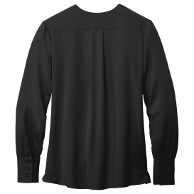 Brooks Brothers BB18009 Women\'s Open-Neck Satin Blouse - Deep Black