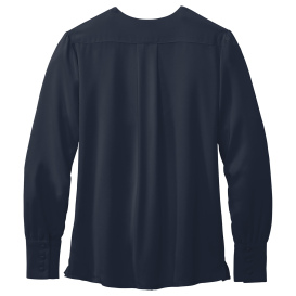 Brooks Brothers BB18009 Women\'s Open-Neck Satin Blouse - Night Navy