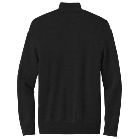 Brooks Brothers BB18412 Washable Merino Birdseye 1/4-Zip Sweater - Deep Black