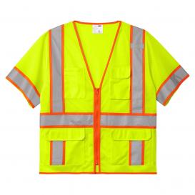 CornerStone CSV106 ANSI 107 Class 3 Surveyor Mesh Zippered Two-Tone Short Sleeve Vest - Yellow/Lime