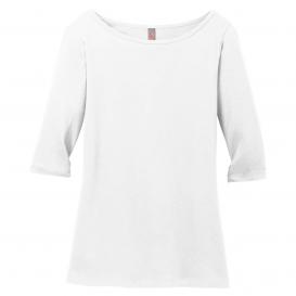 District DM107L Women\'s Perfect Weight 3/4-Sleeve Tee - Bright White