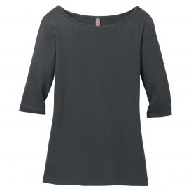 District DM107L Women\'s Perfect Weight 3/4-Sleeve Tee - Charcoal