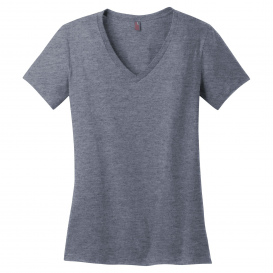 District DM1170L Women\'s Perfect Weight V-Neck Tee - Heathered Navy