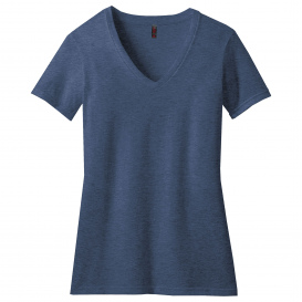District DM1190L Women\'s Perfect Blend V-Neck Tee - Deep Royal Fleck