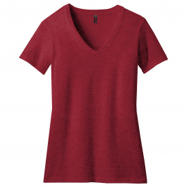 District DM1190L Women's Perfect Blend V-Neck Tee - Red Fleck