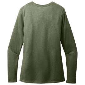 District DT110 Women\'s Perfect Blend CVC Long Sleeve Tee - Heathered Olive