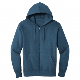 District DT1103 Perfect Weight Fleece Full-Zip Hoodie - Heathered Poseidon Blue