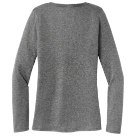 District DT135 Women\'s Perfect Tri Long Sleeve V-Neck Tee - Heathered Charcoal