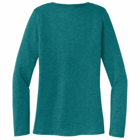 District DT135 Women\'s Perfect Tri Long Sleeve V-Neck Tee - Heathered Teal