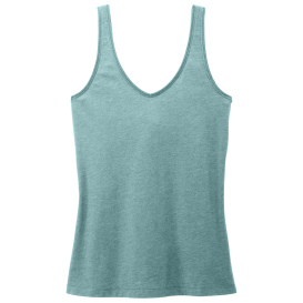 District DT154 Women\'s Perfect Blend CVC V-Neck Tank - Heathered Eucalyptus Blue