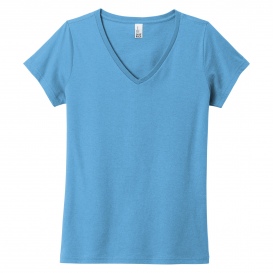 District DT5002 Women's The Concert Tee V-Neck - Aquatic Blue