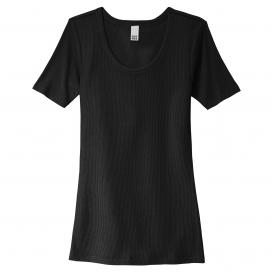 District DT6020 Women\'s V.I.T. Rib Scoop Neck Tee - Black