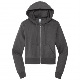 District DT6103 Womens V.I.T. Fleece Full-Zip Hoodie - Heathered Charcoal