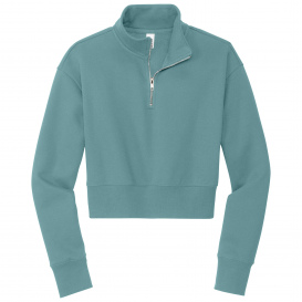 District DT6111 Women\'s V.I.T Fleece 1/2-Zip - Eucalyptus Blue