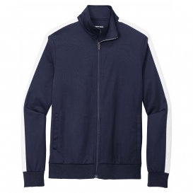Sport-Tek JST94 Tricot Full-Zip Track Jacket - True Navy/White