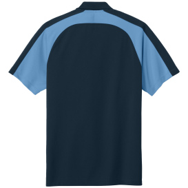 Port Authority K247 Wearever Performance Pique Colorblock Polo - River Blue Navy/Carolina Blue