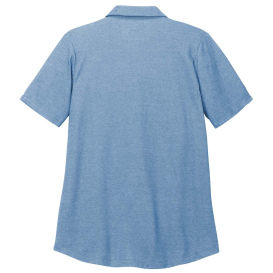Port Authority LK830 Ladies Fine Pique Blend Polo - Aegean Blue Heather