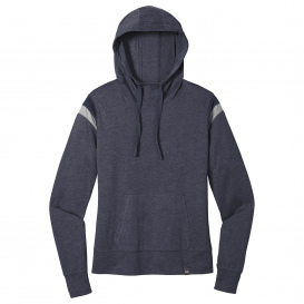 New Era LNEA108 Ladies Heritage Blend Varsity Hoodie - True Navy Heather/True Navy/Rainstorm Grey Heather