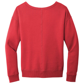Port & Company LPC098V Ladies Beach Wash Garment-Dyed V-Neck Sweatshirt - Poppy
