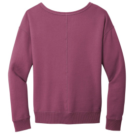 Port & Company LPC098V Ladies Beach Wash Garment-Dyed V-Neck Sweatshirt - Vintage Raspberry