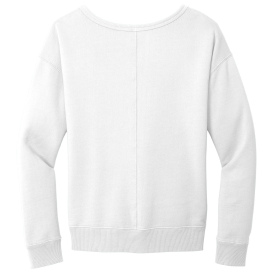 Port & Company LPC098V Ladies Beach Wash Garment-Dyed V-Neck Sweatshirt - White