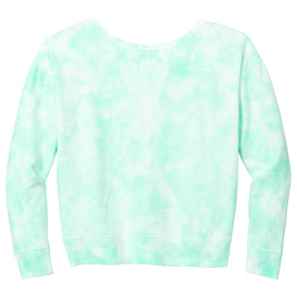 Port & Company LPC140V Ladies Beach Wash Cloud Tie-Dye V-Neck Sweatshirt - Cool Mint