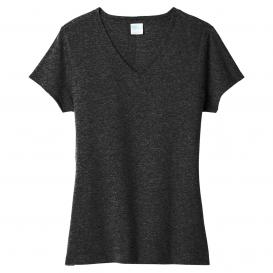 Port & Company LPC330V Ladies Tri-Blend V-Neck Tee - Black Heather