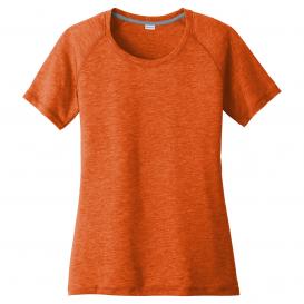 Sport-Tek LST400 Ladies PosiCharge Tri-Blend Wicking Scoop Neck Raglan Tee - Deep Orange Heather