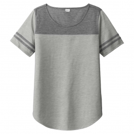 Sport-Tek LST403 Ladies PosiCharge Tri-Blend Wicking Fan Tee - Dark Grey Heather/Light Grey Heather