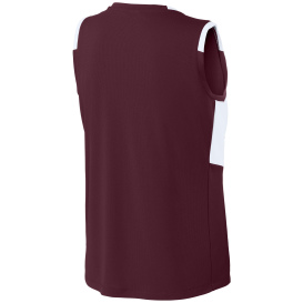 Sport-Tek LST441 Club Sleeveless V-Neck - Maroon/White