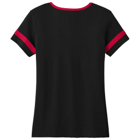 Sport-Tek LST6041 Ladies Halftime Notch Neck Tee - Black/Deep Red